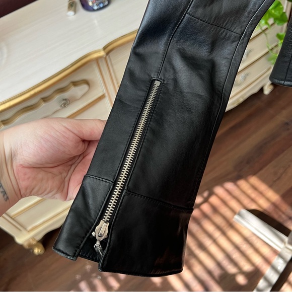 Bebe Cropped Leather Jacket Flared Sleeve Size XS - Picture 7 of 11